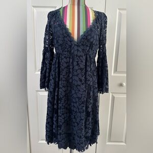 Rebecca Taylor navy blue empire waist lace dress